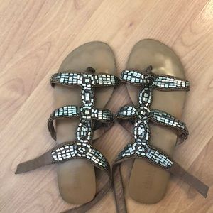 Charles David brown leather ankle sandals